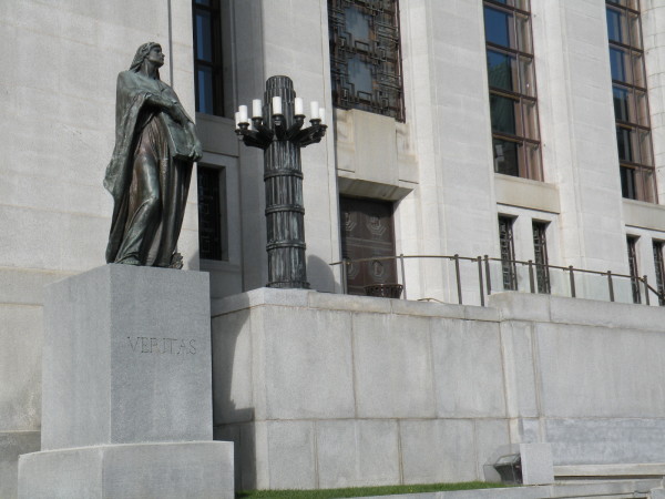 VERITAS - truth statue in front of Supreme Court of Canada building downtown Ottawa